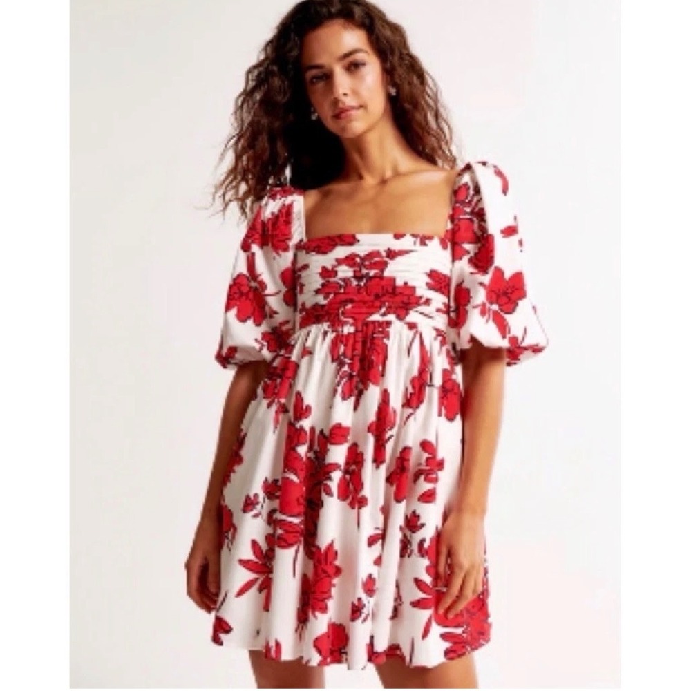 Abercrombie & Fitch Emerson Poplin Babydoll Dress Cotton Puff Sleeve Size Small